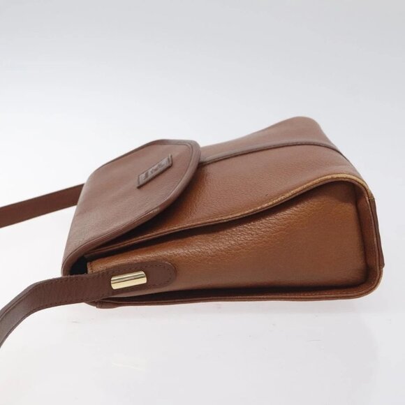 Burberrys Shoulder Bag Leather Brown Gold Auth BA3783